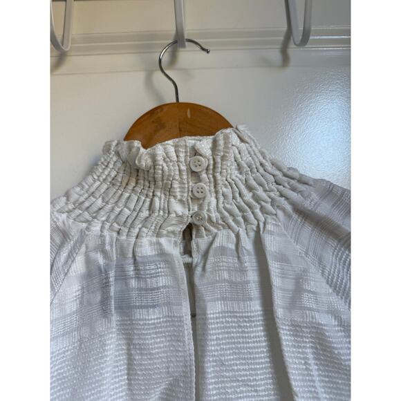 Reformation Womens White Smocked Turtle Neck‎ Long Sleeve Blouse - Picture 7 of 10